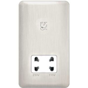 SCHNEIDER LISSE SCREWLESS BRUSHED CHROME SHAVER SOCKET WHITE INSERT