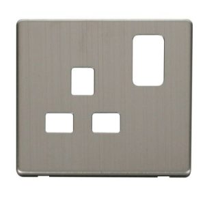 CLICK DEFINITY FRONT PLATE STAINLESS STEEL 1G 13A SW SOCKET PLATE