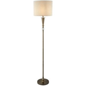 SEARCHLIGHT OSCAR FLOOR LAMP - ANTIQUE BRASS & LINEN SHADE