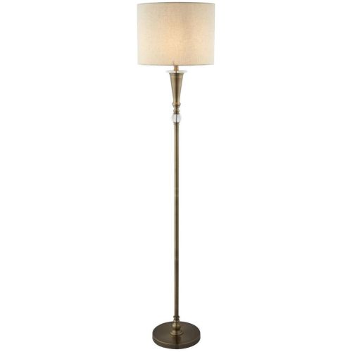 SEARCHLIGHT OSCAR FLOOR LAMP - ANTIQUE BRASS & LINEN SHADE