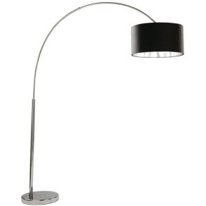 SEARCHLIGHT ARCS FLOOR LAMP - CHROME/BLACK SHADE SILVER LINER