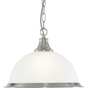 SEARCHLIGHT AMERICAN DINER CEILING PENDANT - SILVER & ACID GLASS