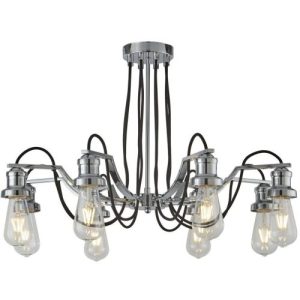 SEARCHLIGHT OLIVIA 8LT PENDANT - ANTIQUE COPPER & BLACK BRAIDED CABLE