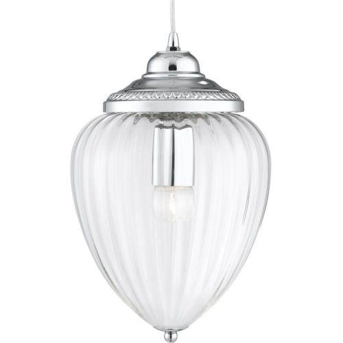 SEARCHLIGHT MOSCOW CEILING PENDANT - CHROME & CLEAR RIBBED GLASS