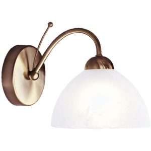 SEARCHLIGHT MILANESE WALL LIGHT - ANTIQUE BRASS & ALABASTER GLASS