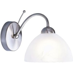 SEARCHLIGHT MILANESE WALL LIGHT - SATIN SILVER & ALABASTER GLASS