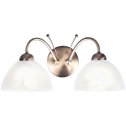 SEARCHLIGHT MILANESE 2LT WALL LIGHT - ANTIQUE BRASS & ALABASTER GLASS