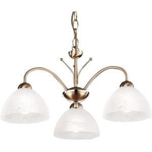 SEARCHLIGHT MILANESE 3LT CEILING PENDANT-ANTIQUE BRASS & ALABASTER GLASS