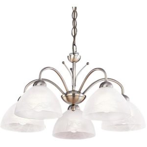 SEARCHLIGHT MILANESE 5LT CEILING PENDANT-ANTIQUE BRASS & ALABASTER GLASS