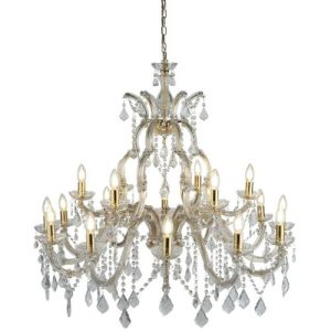 SEARCHLIGHT MARIE THERESE 18LT CHANDELIER - POLISHED BRASS & CRYSTAL