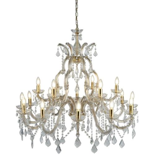 SEARCHLIGHT MARIE THERESE 18LT CHANDELIER - POLISHED BRASS & CRYSTAL