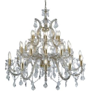 SEARCHLIGHT MARIE THERESE 30LT CHANDELIER - POLISHED BRASS & CRYSTAL