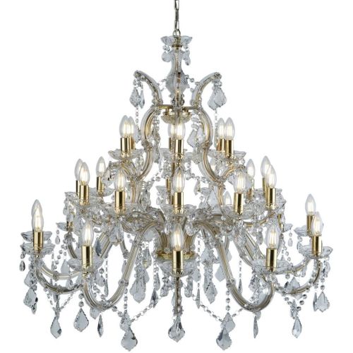 SEARCHLIGHT MARIE THERESE 30LT CHANDELIER - POLISHED BRASS & CRYSTAL