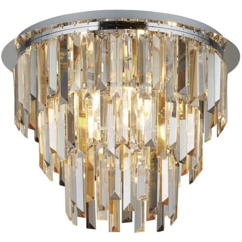 SEARCHLIGHT CLARISSA 5LT FLUSH CEILING LIGHT - CHROME & GLASS PRISMS