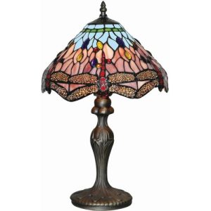 SEARCHLIGHT DRAGONFLY - 1LT TABLE LAMP, ANTIQUE BRASS, TIFFANY GLASS