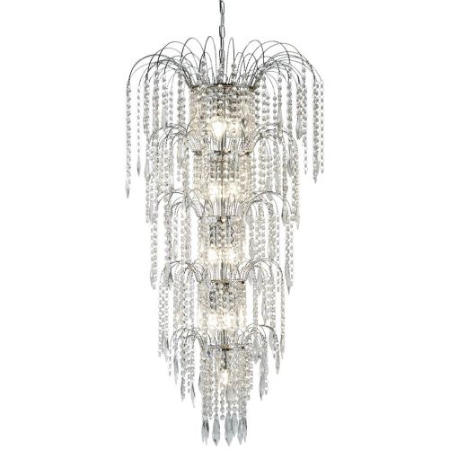 SEARCHLIGHT WATERFALL 13LT TIER CHANDELIER - CHROME & CRYSTAL