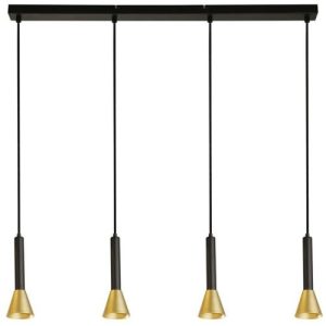 SEARCHLIGHT SIGNAL 4LT BAR PENDANT - BLACK & GOLD METAL
