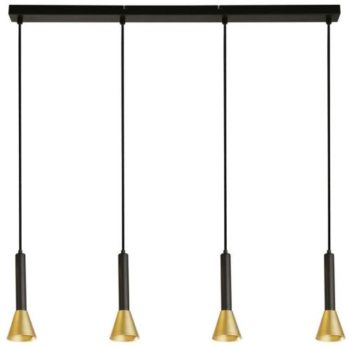 SEARCHLIGHT SIGNAL 4LT BAR PENDANT - BLACK & GOLD METAL