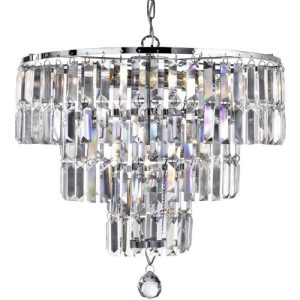 SEARCHLIGHT EMPIRE 5LT CHANDELIER - CHROME & CLEAR CRYSTAL