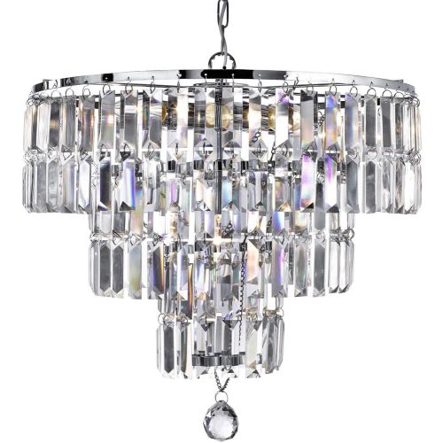 SEARCHLIGHT EMPIRE 5LT CHANDELIER - CHROME & CLEAR CRYSTAL
