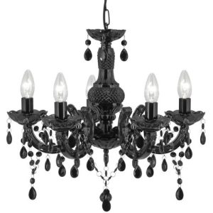 SEARCHLIGHT MARIE THERESE 8LT CEILING PENDANT - BLACK GLASS & ACRYLIC