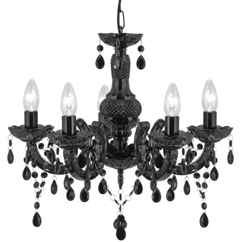 SEARCHLIGHT MARIE THERESE 8LT CEILING PENDANT - BLACK GLASS & ACRYLIC