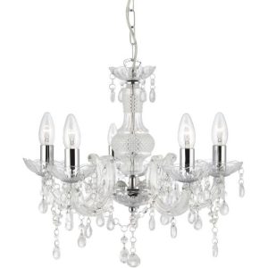SEARCHLIGHT MARIE THERESE 5LT CEILING PENDANT - CLEAR GLASS & ACRYLIC
