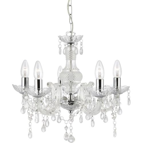 SEARCHLIGHT MARIE THERESE 5LT CEILING PENDANT - CLEAR GLASS & ACRYLIC