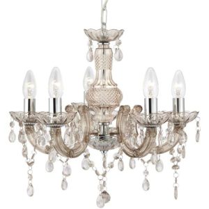 SEARCHLIGHT MARIE THERESE 5LT CEILING PENDANT - MINK GLASS & ACRYLIC