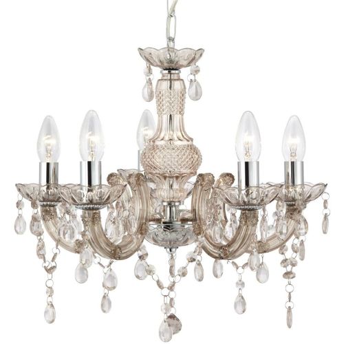 SEARCHLIGHT MARIE THERESE 5LT CEILING PENDANT - MINK GLASS & ACRYLIC