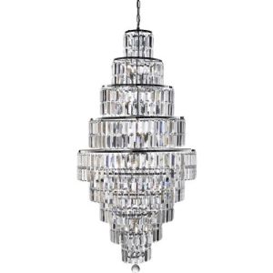 SEARCHLIGHT EMPIRE 13LT CHANDELIER - CHROME & CLEAR CRYSTAL