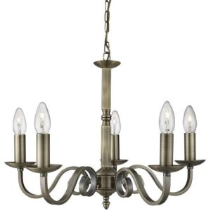 SEARCHLIGHT RICHMOND 5LT CEILING PENDANT - ANTIQUE BRASS