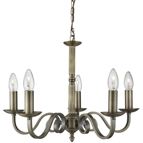 SEARCHLIGHT RICHMOND 5LT CEILING PENDANT - ANTIQUE BRASS