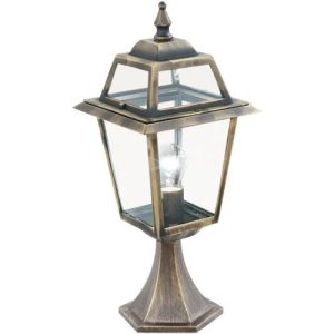 SEARCHLIGHT NEW ORLEANS OUTDOOR POST- ALUMINIUM, BLACK GOLD & GLASS,IP44