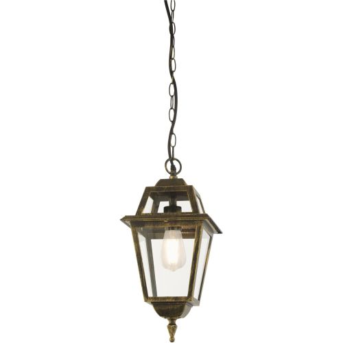 SEARCHLIGHT NEW ORLEANS PENDANT LANTERN, BLACK GOLD & GLASS,IP44