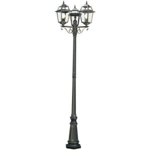 SEARCHLIGHT NEW ORLEANS 3LT 230CM OUTDOOR POST - BLACK GOLD, GLASS, IP44
