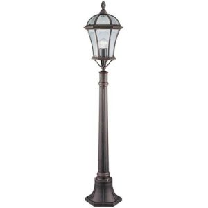 SEARCHLIGHT CAPRI OUTDOOR POST - ALUMINIUM, RUSTIC BROWN & GLASS, IP23