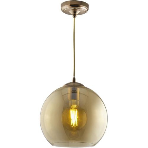 SEARCHLIGHT BALLS CEILING PENDANT - ANTIQUE BRASS & AMBER GLASS