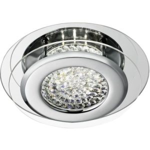 SEARCHLIGHT VESTA LED FLUSH CEILING LIGHT - CHROME & CLEAR CRYSTAL