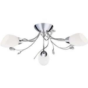 SEARCHLIGHT GARDENIA 3LT FLUSH CEILING LIGHT - POLISHED CHROME & GLASS