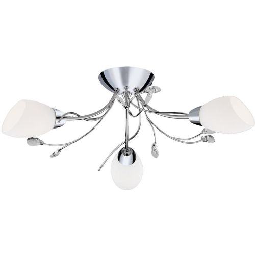 SEARCHLIGHT GARDENIA 3LT FLUSH CEILING LIGHT - POLISHED CHROME & GLASS
