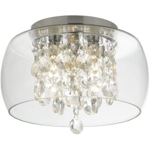 SEARCHLIGHT CURVA 3LT FLUSH BATHROOM LIGHT-CHROME, CRYSTAL & GLASS, IP44