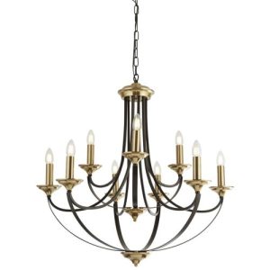 SEARCHLIGHT BELFRY 9LT CEILING PENDANT - DARK BRONZE & BRASS