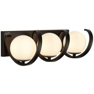 SEARCHLIGHT TWISTER 3LT WALL LIGHT - BLACK METAL & OPAL