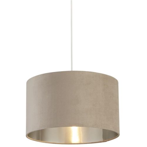 SEARCHLIGHT DRUM SHADE - TAUPE VELVET WITH SILVER INNER