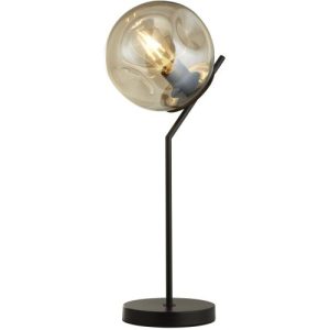 SEARCHLIGHT PUNCH TABLE LAMP - BLACK METAL & CHAMPAGNE PUNCHED GLASS
