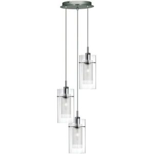 SEARCHLIGHT DUO I 3LT CEILING PENDANT - CHROME & DOUBLE GLASS