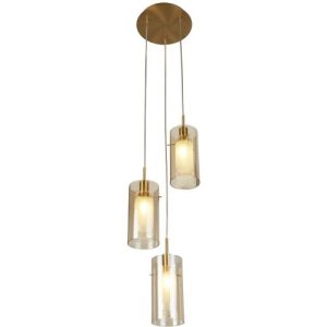 SEARCHLIGHT DUO III 3LT MULTI-DROP - BRONZE METAL & CHAMPAGNE GLASS