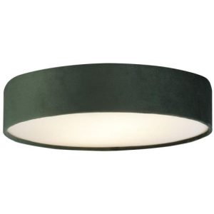 SEARCHLIGHT DRUM 2 3LT FLUSH CEILING LIGHT - GREEN VELVET SHADE