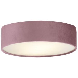 SEARCHLIGHT DRUM 2 3LT FLUSH CEILING LIGHT - PINK VELVET SHADE